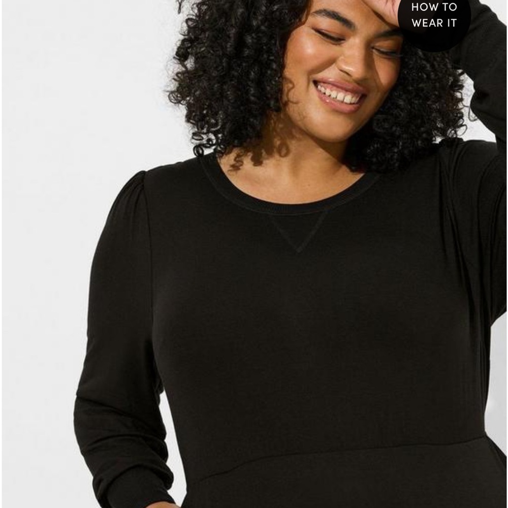 Mini Super Soft Puff Sleeve Skater Dress 4X